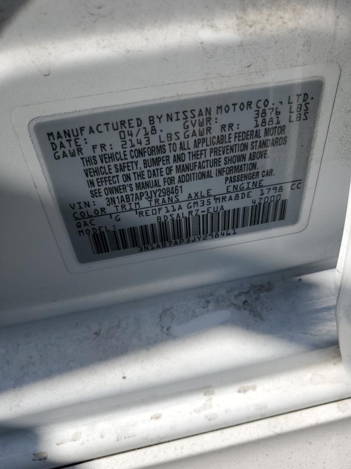 2018 Nissan Sentra S VIN: 3N1AB7AP3JY298461 Lot: 80288905