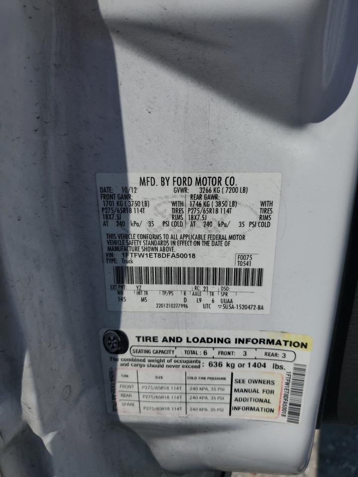 2013 Ford F150 Supercrew VIN: 1FTFW1ET8DFA50018 Lot: 80842835