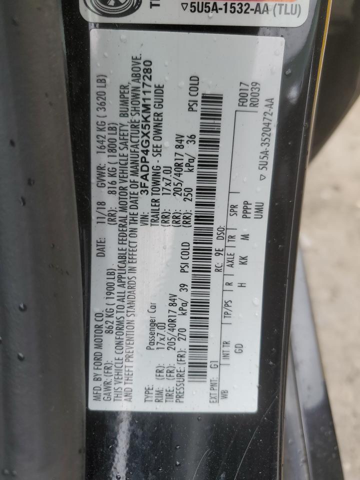 2019 Ford Fiesta St VIN: 3FADP4GX5KM117280 Lot: 80653265