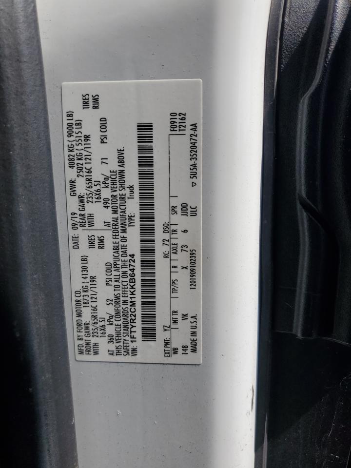 2019 Ford Transit T-250 VIN: 1FTYR2CM1KKB64724 Lot: 87121125