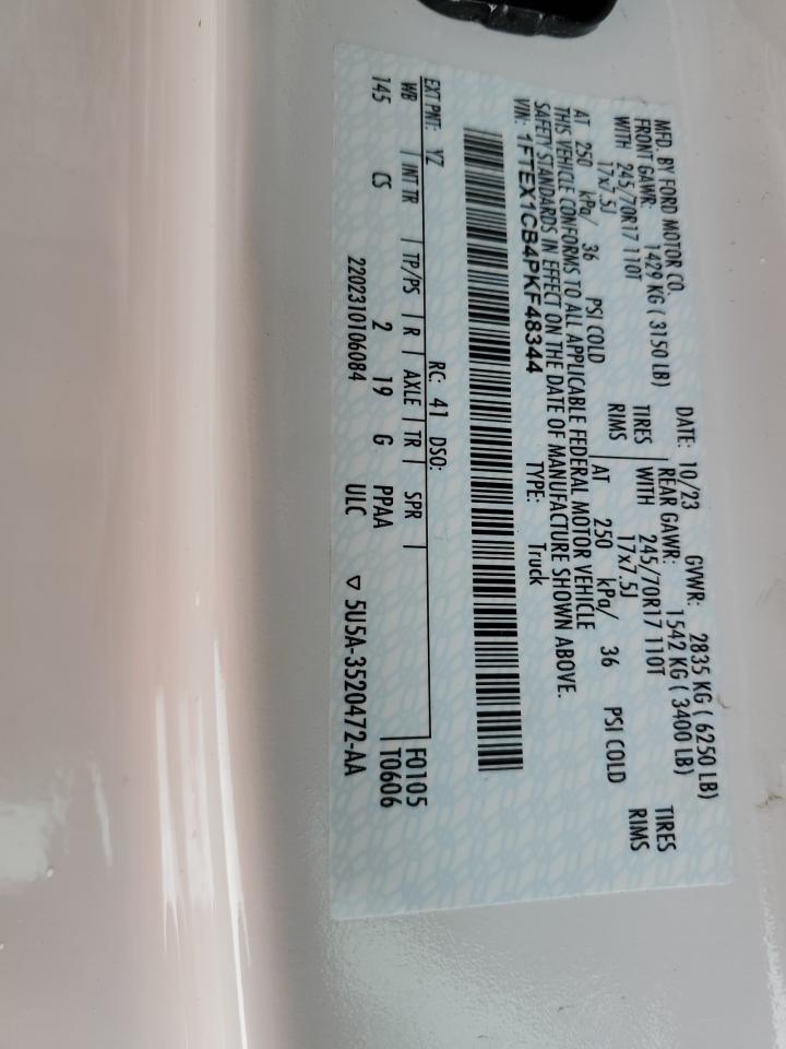 2023 Ford F150 Super Cab VIN: 1FTEX1CB4PKF48344 Lot: 92140365