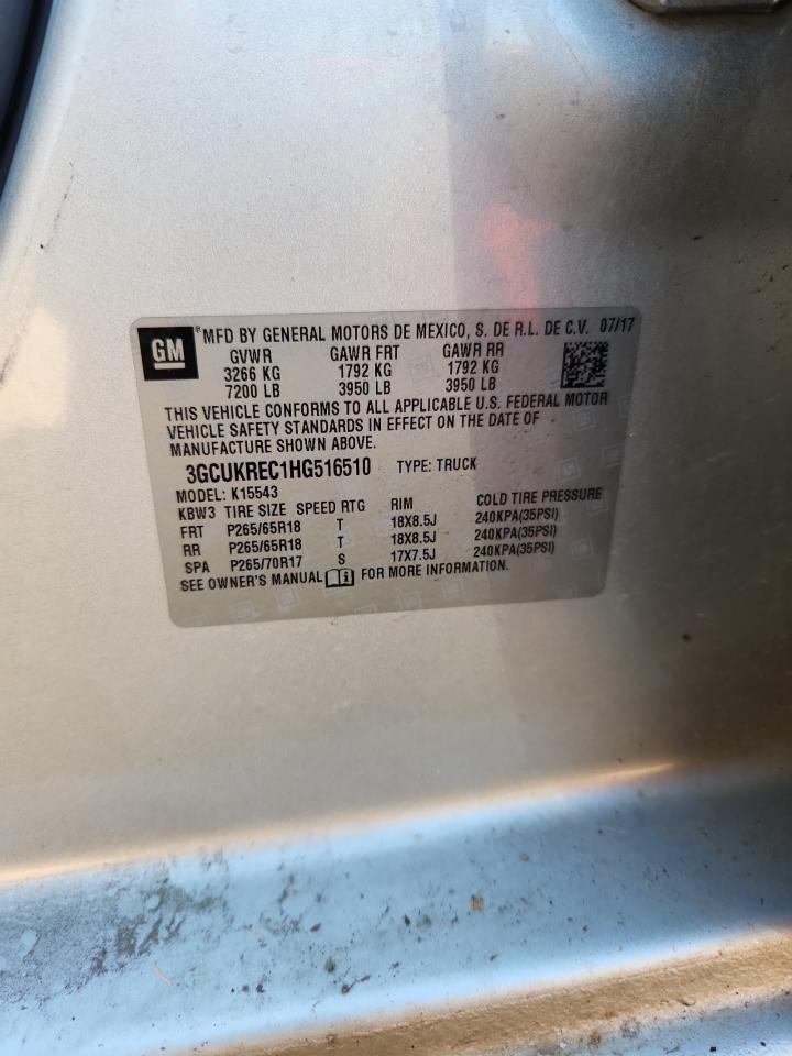 2017 Chevrolet Silverado K1500 Lt VIN: 3GCUKREC1HG516510 Lot: 80209095