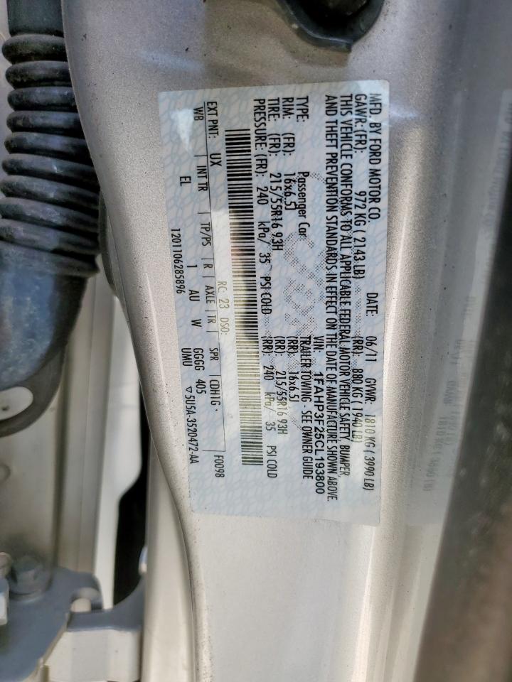 2012 Ford Focus Se VIN: 1FAHP3F25CL193800 Lot: 81079225