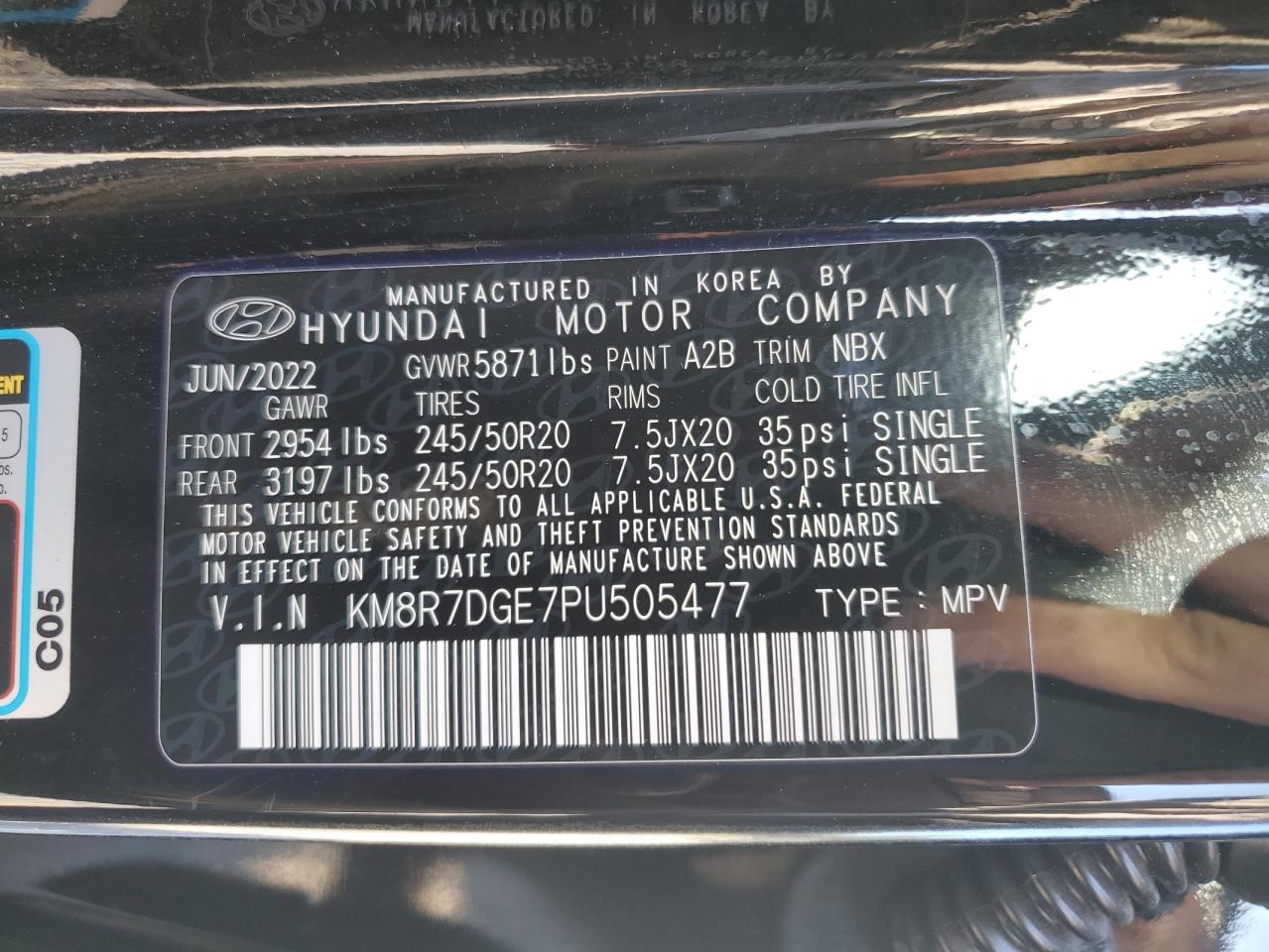 2023 Hyundai Palisade Calligraphy VIN: KM8R7DGE7PU505477 Lot: 84260515
