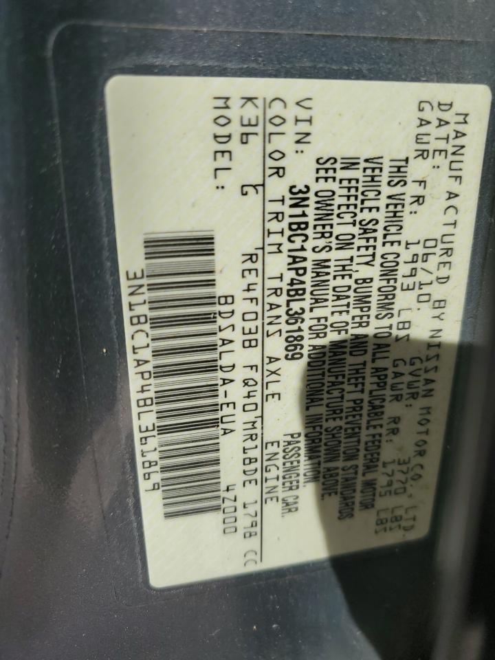 2011 Nissan Versa S VIN: 3N1BC1AP4BL361869 Lot: 84382825