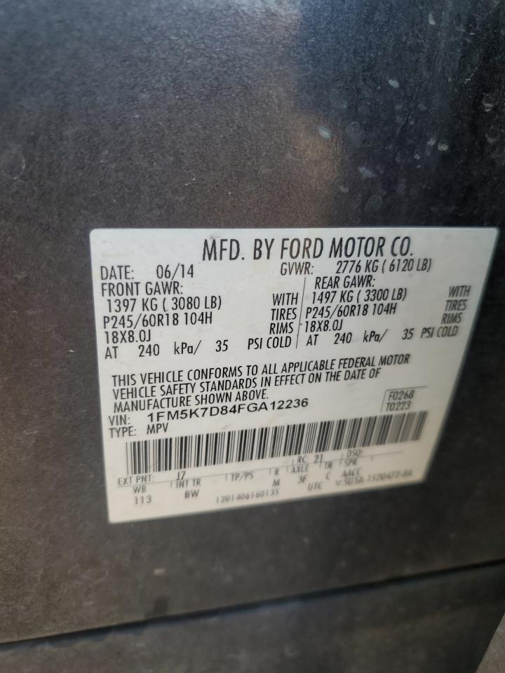 2015 Ford Explorer Xlt VIN: 1FM5K7D84FGA12236 Lot: 84261075