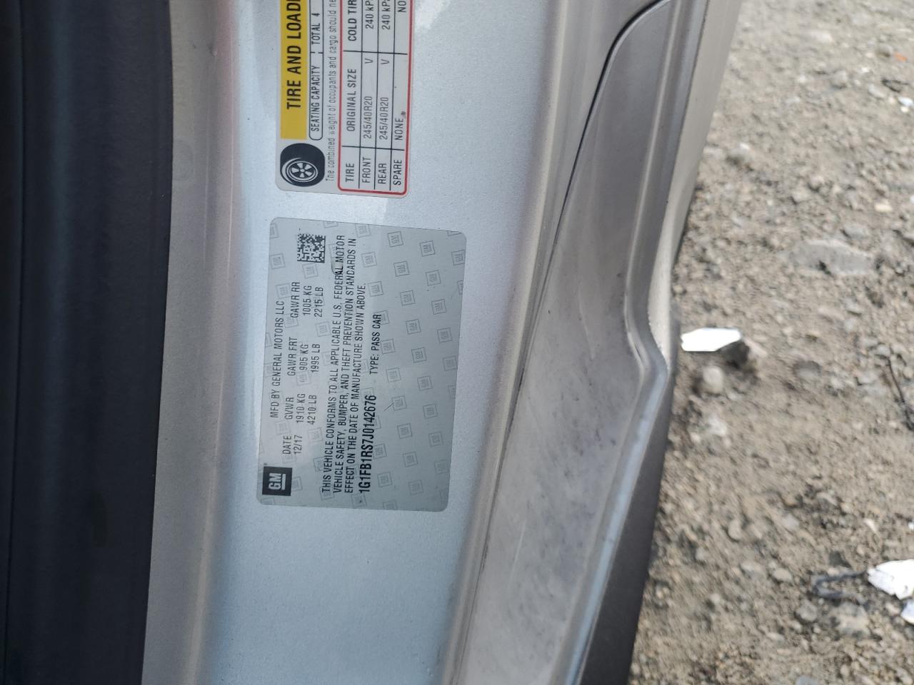 2018 Chevrolet Camaro Lt VIN: 1G1FB1RS7J0142676 Lot: 81326965