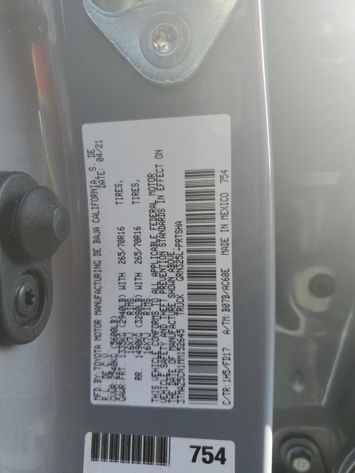 2021 Toyota Tacoma Double Cab VIN: 3TMAZ5CN1MM152645 Lot: 84415665