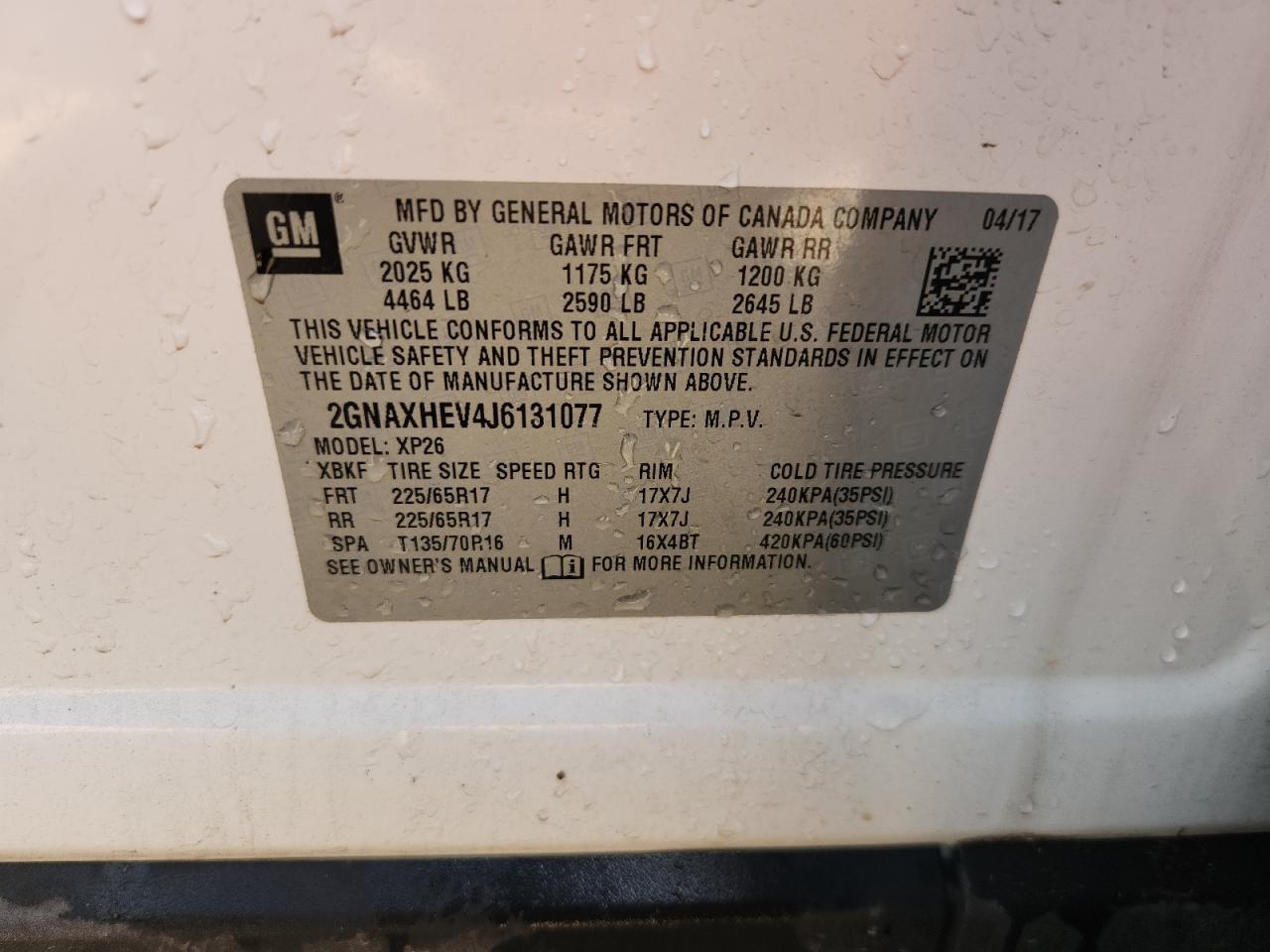 2018 Chevrolet Equinox Ls VIN: 2GNAXHEV4J6131077 Lot: 80201205