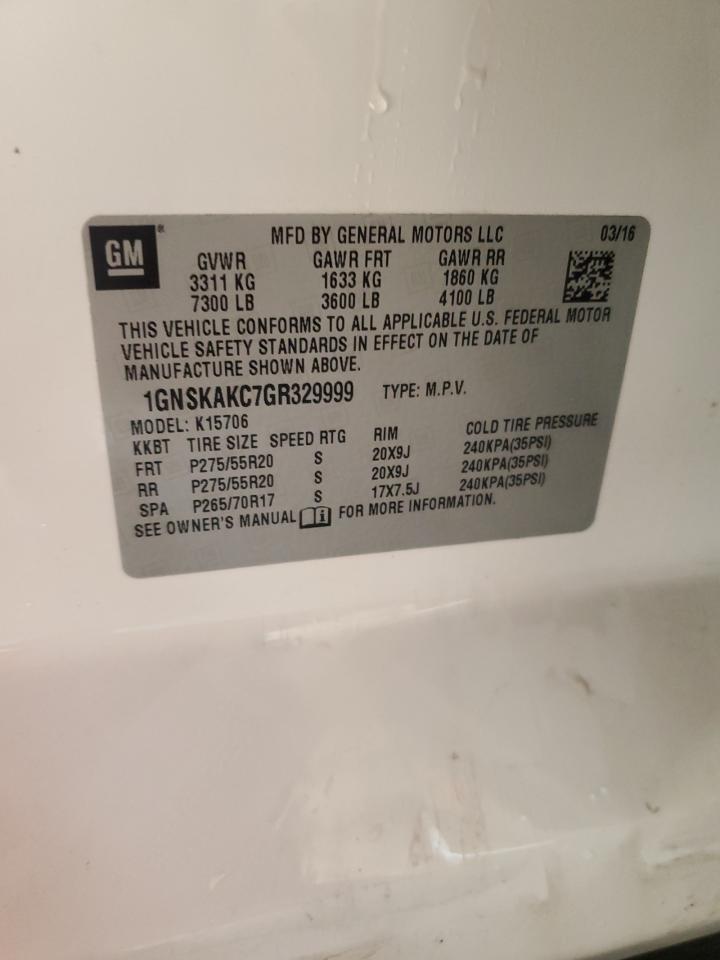 2016 Chevrolet Tahoe K1500 Ls VIN: 1GNSKAKC7GR329999 Lot: 84195625