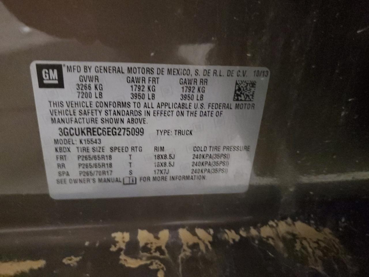 2014 Chevrolet Silverado K1500 Lt VIN: 3GCUKREC6EG275099 Lot: 80293325