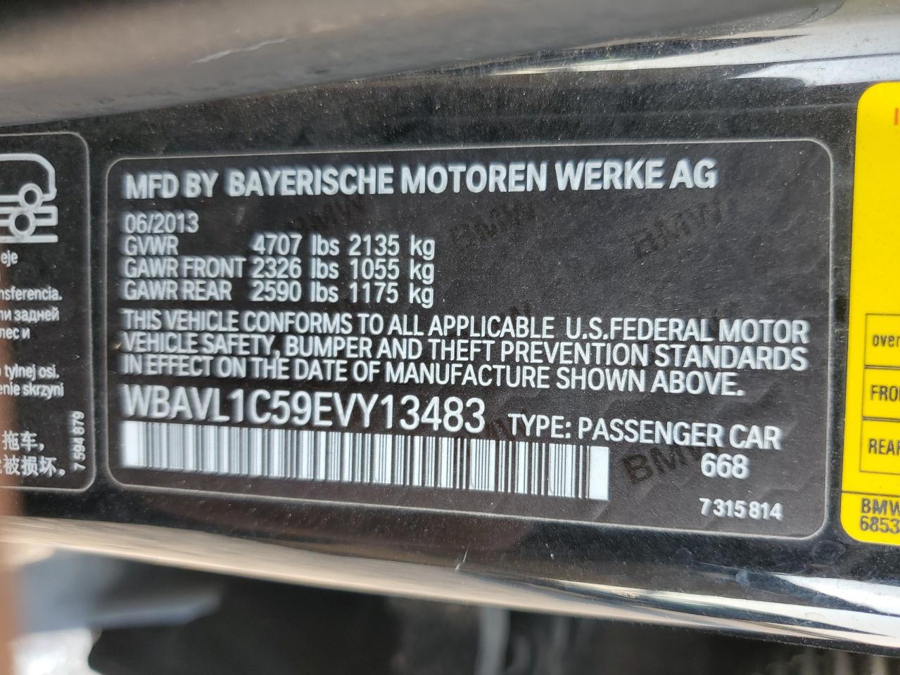 2014 BMW X1 xDrive28I VIN: WBAVL1C59EVY13483 Lot: 80470045