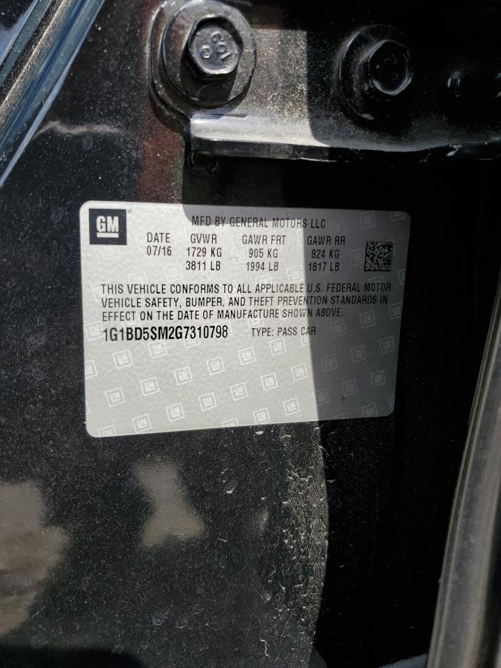 2016 Chevrolet Cruze Lt VIN: 1G1BD5SM2G7310798 Lot: 84213375