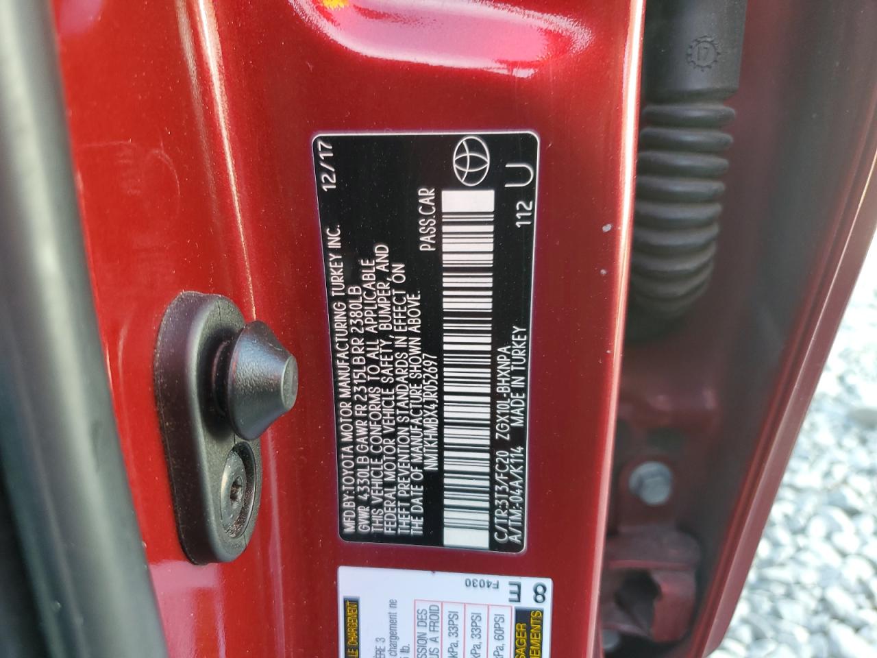 2018 Toyota C-Hr Xle VIN: NMTKHMBX4JR052697 Lot: 84373975