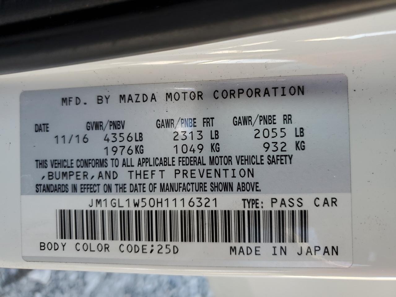 2017 Mazda 6 Grand Touring VIN: JM1GL1W50H1116321 Lot: 71405575