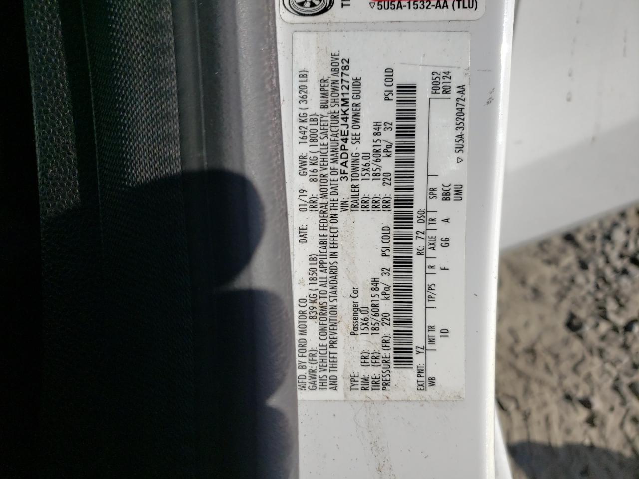 2019 Ford Fiesta Se VIN: 3FADP4EJ4KM127782 Lot: 71807655