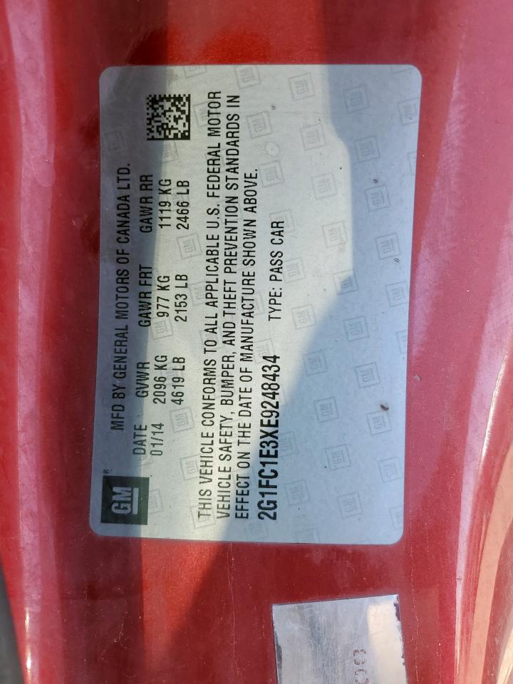 2014 Chevrolet Camaro Lt VIN: 2G1FC1E3XE9248434 Lot: 80923735