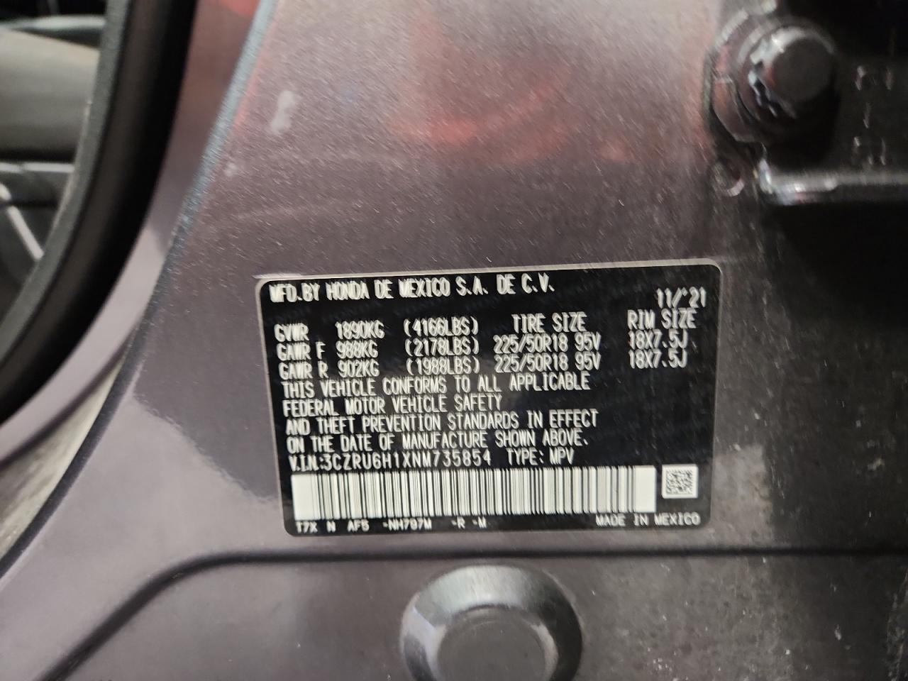 2022 Honda Hr-V Sport VIN: 3CZRU6H1XNM735854 Lot: 81671435