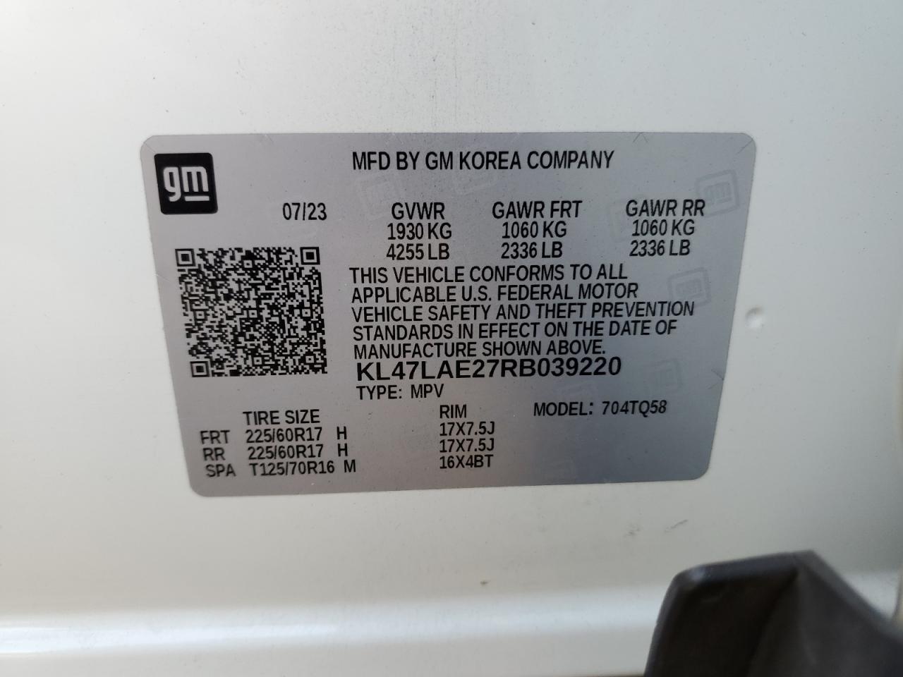 2024 Buick Envista Preferred VIN: KL47LAE27RB039220 Lot: 71694185