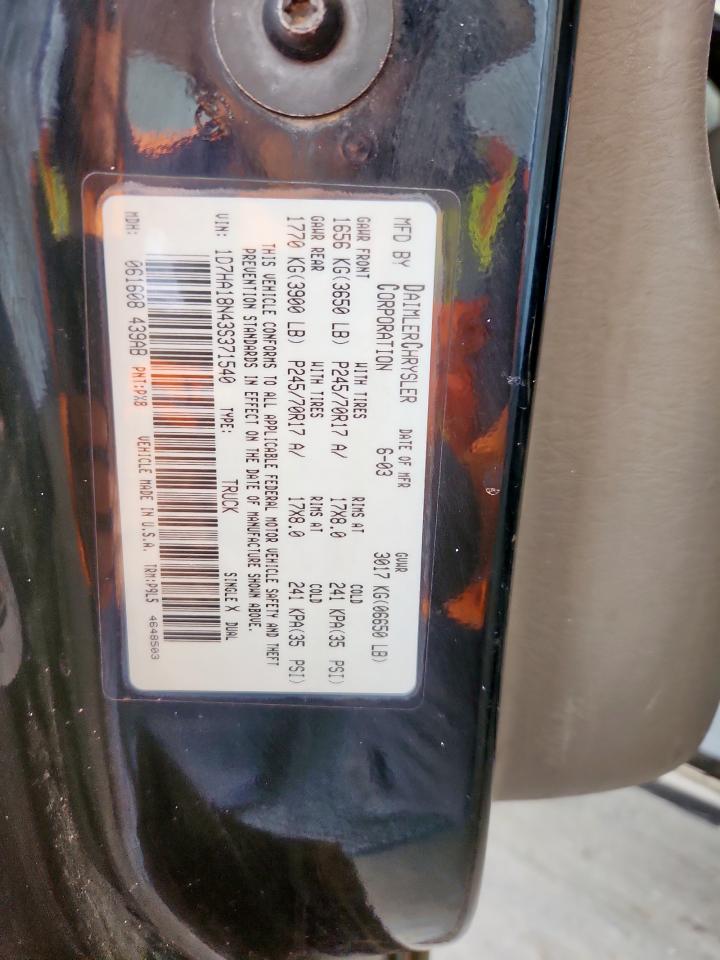 2003 Dodge Ram 1500 St VIN: 1D7HA18N43S371540 Lot: 84573655