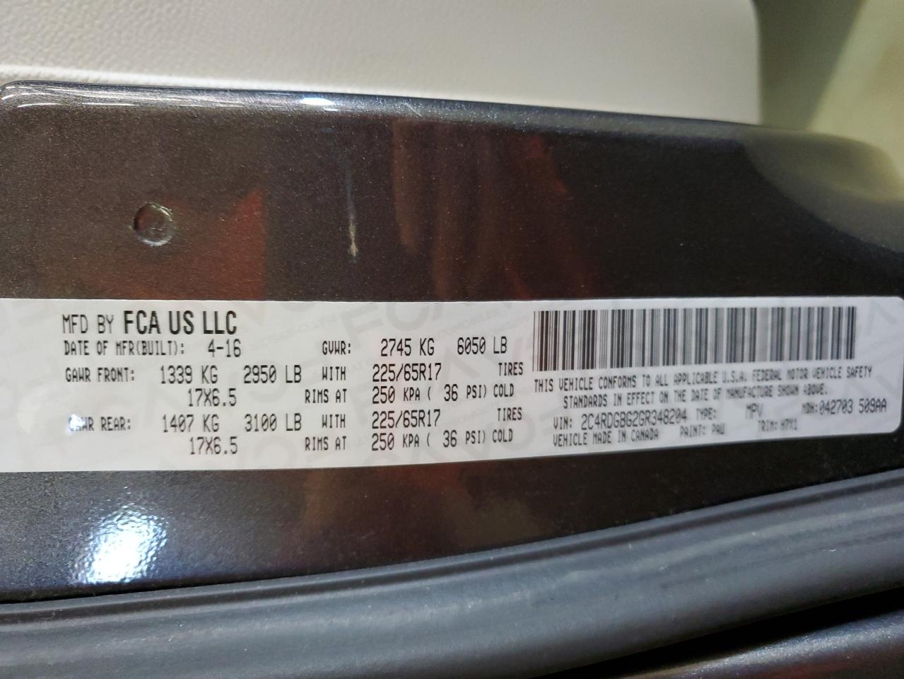 2016 Dodge Grand Caravan Se VIN: 2C4RDGBG2GR348204 Lot: 81047995