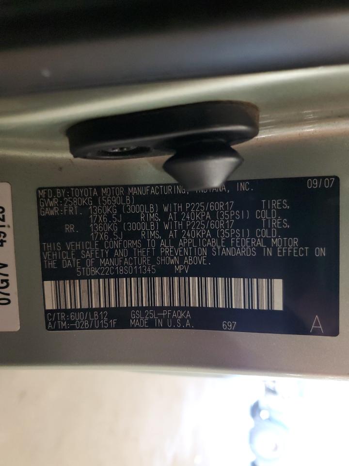 2008 Toyota Sienna Xle VIN: 5TDBK22C18S011345 Lot: 80895945