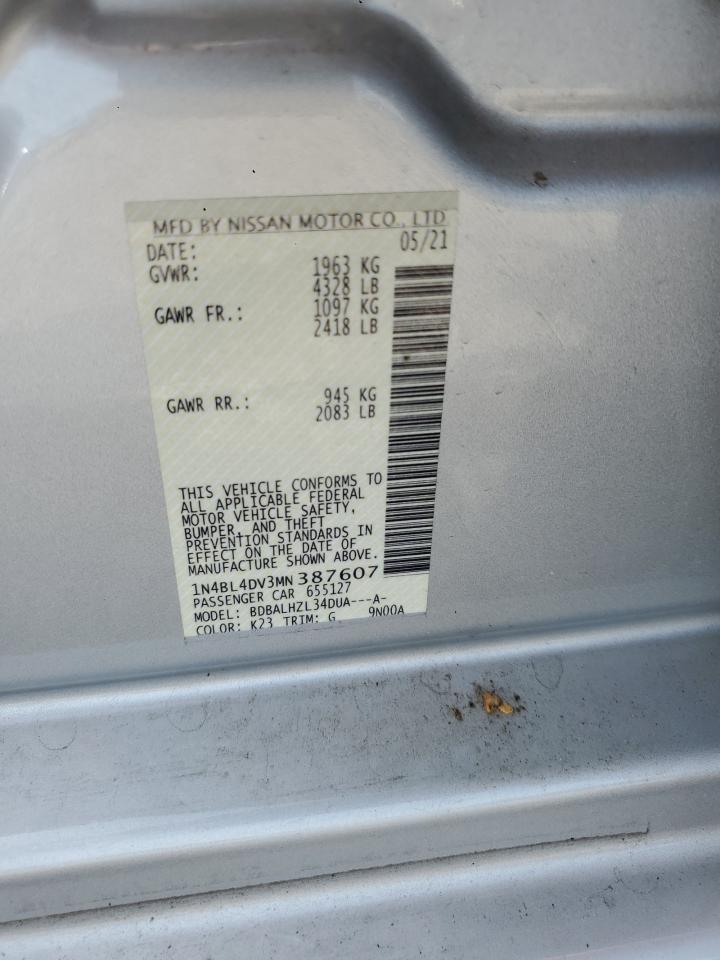 2021 Nissan Altima Sv VIN: 1N4BL4DV3MN387607 Lot: 80474925