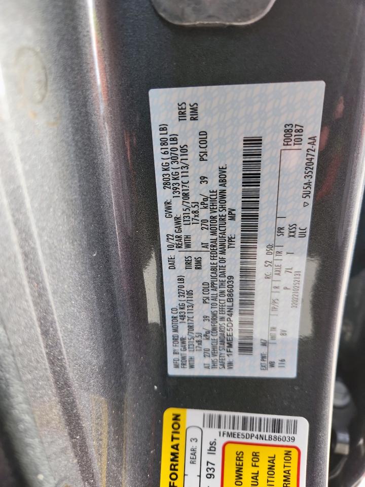 2022 Ford Bronco Base VIN: 1FMEE5DP4NLB86039 Lot: 84383745