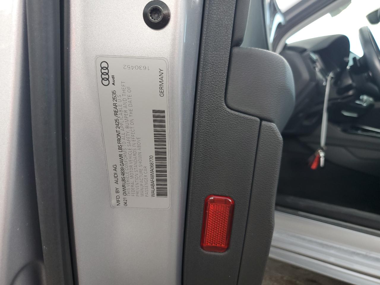 2021 Audi A4 Premium 40 VIN: WAUABAF48MA068770 Lot: 81010015