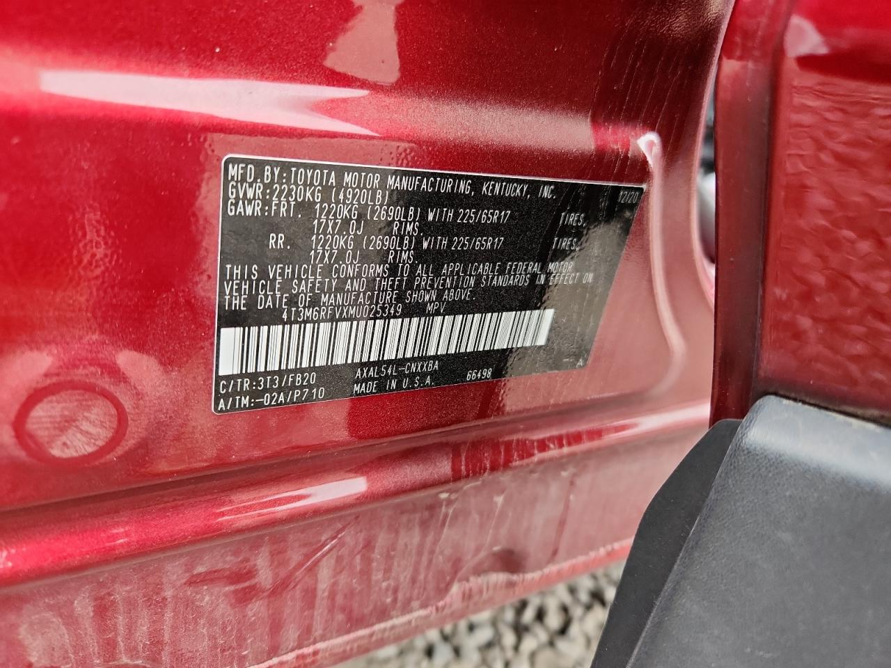 2021 Toyota Rav4 Le VIN: 4T3M6RFVXMU025349 Lot: 70818785