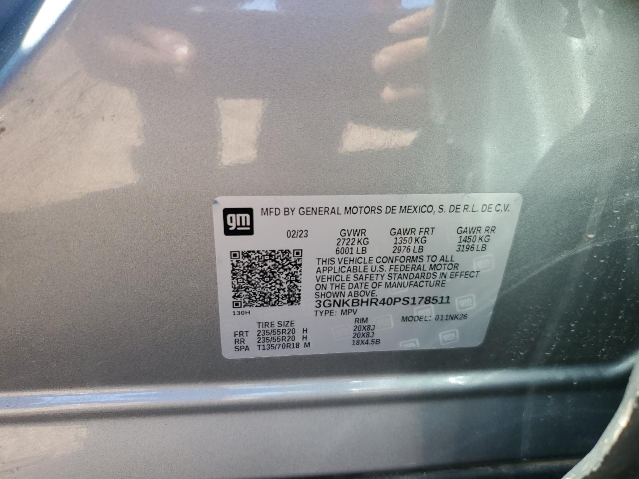 2023 Chevrolet Blazer 2Lt VIN: 3GNKBHR40PS178511 Lot: 71103685