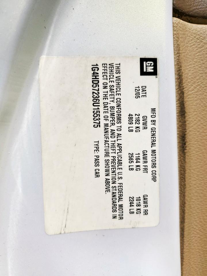 2006 Buick Lucerne Cxl VIN: 1G4HD57236U155375 Lot: 71310675