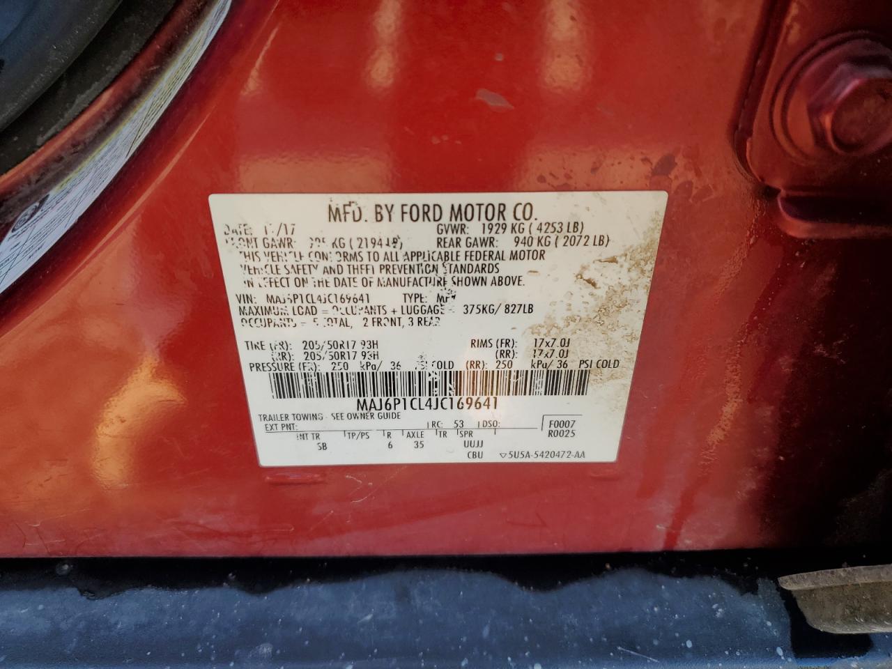 2018 Ford Ecosport Ses VIN: MAJ6P1CL4JC169641 Lot: 81653765