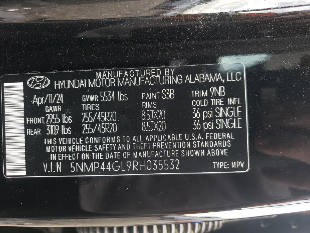 2024 Hyundai Santa Fe Limited VIN: 5NMP44GL9RH035532 Lot: 84261435