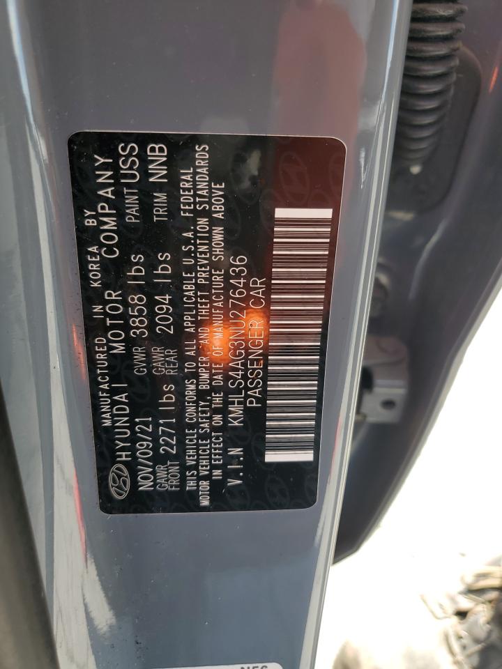 2022 Hyundai Elantra Sel VIN: KMHLS4AG3NU276436 Lot: 84403415