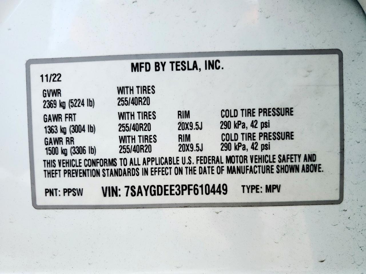 2023 Tesla Model Y VIN: 7SAYGDEE3PF610449 Lot: 81456845