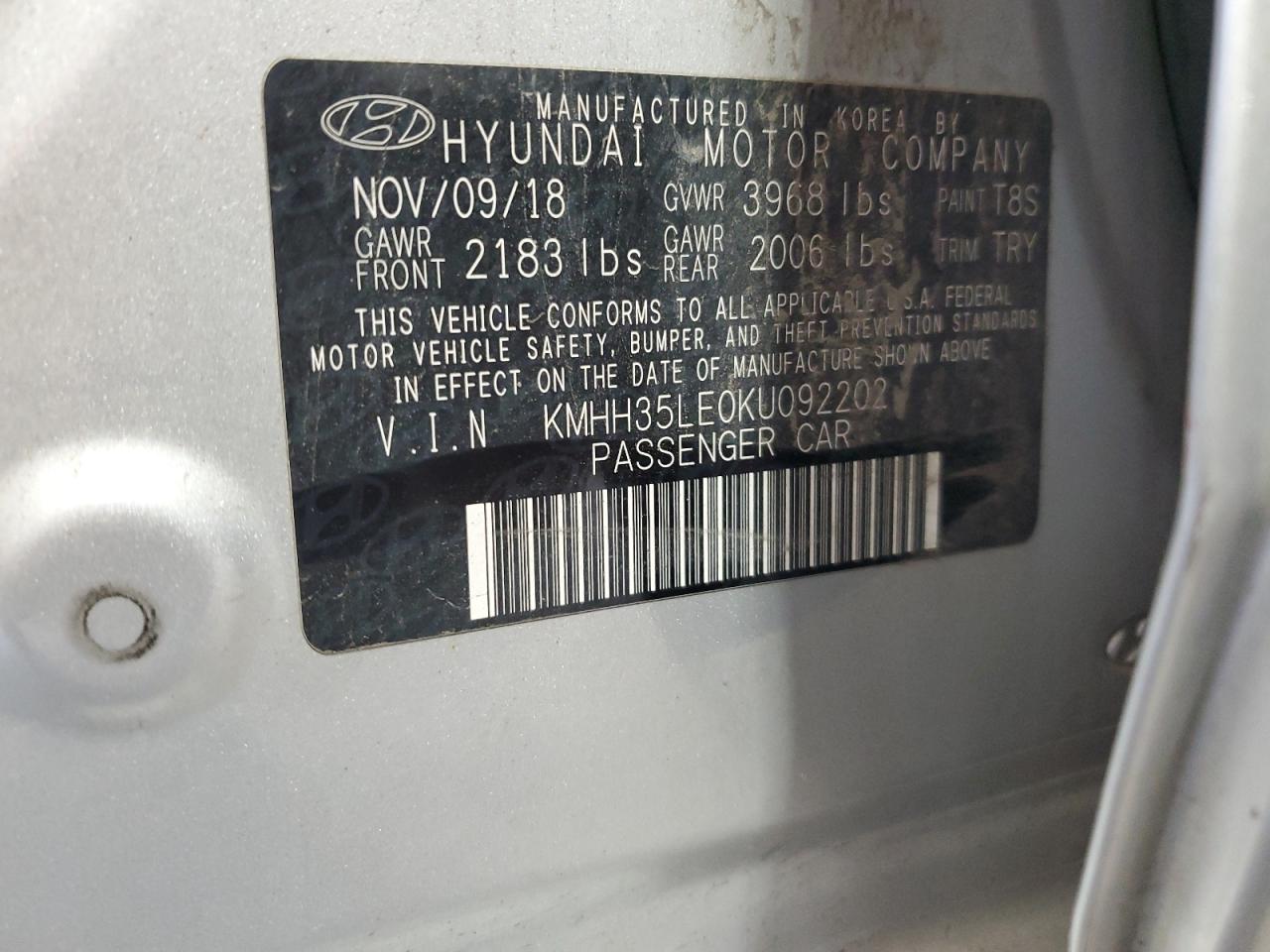 2019 Hyundai Elantra Gt VIN: KMHH35LE0KU092202 Lot: 81326045