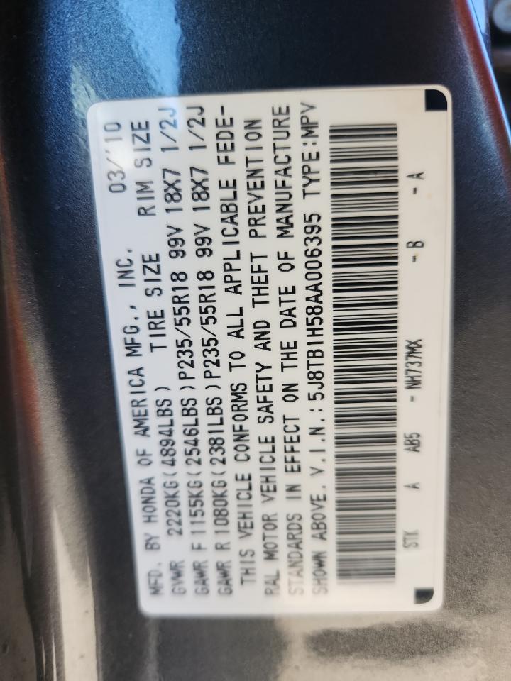 2010 Acura Rdx Technology VIN: 5J8TB1H58AA006395 Lot: 82097705