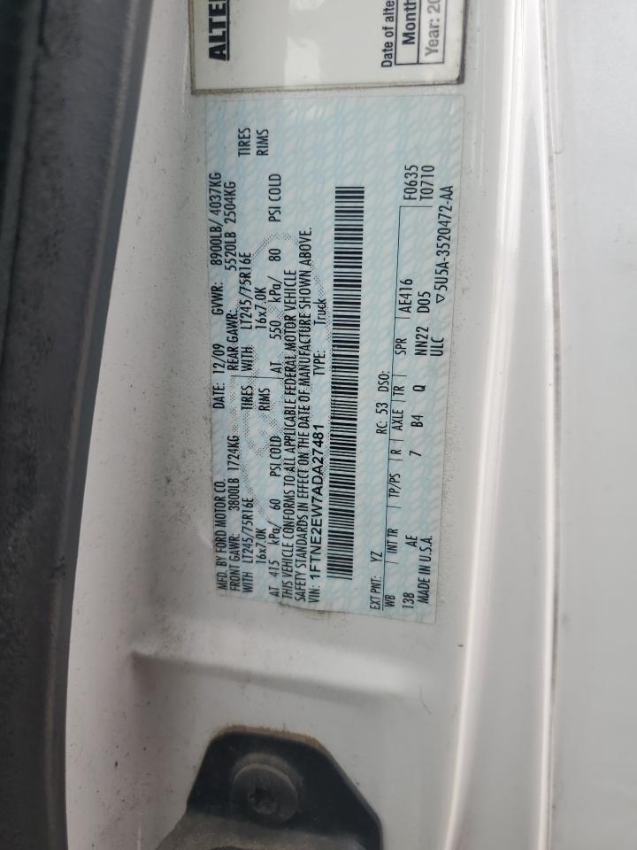 2010 Ford Econoline E250 Van VIN: 1FTNE2EW7ADA27481 Lot: 81605795