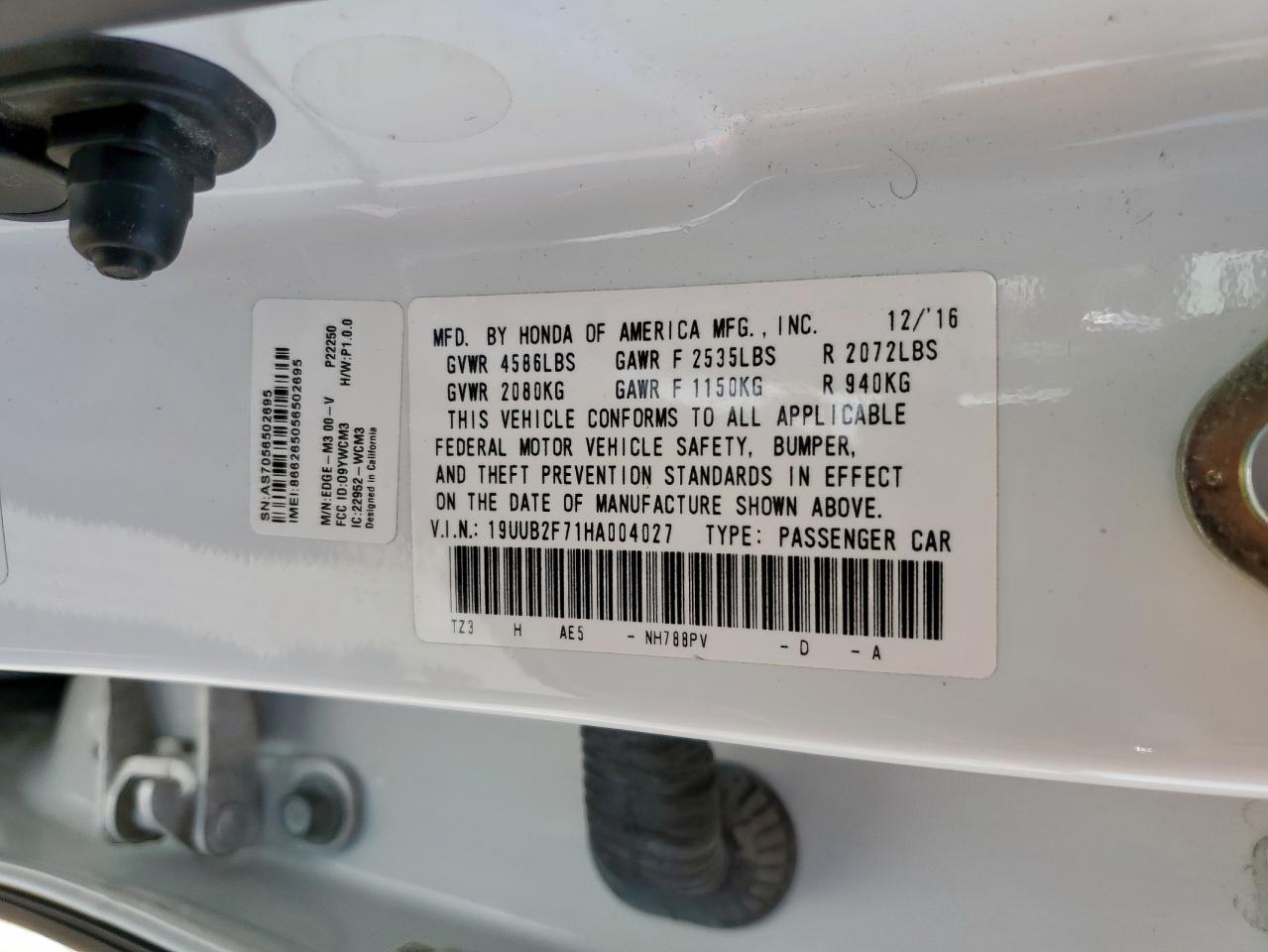 2017 Acura Tlx Advance VIN: 19UUB2F71HA004027 Lot: 71652905