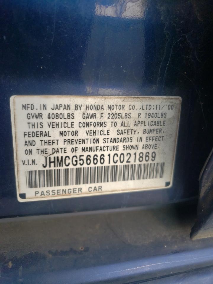 2001 Honda Accord Ex VIN: JHMCG56661C021869 Lot: 70600775