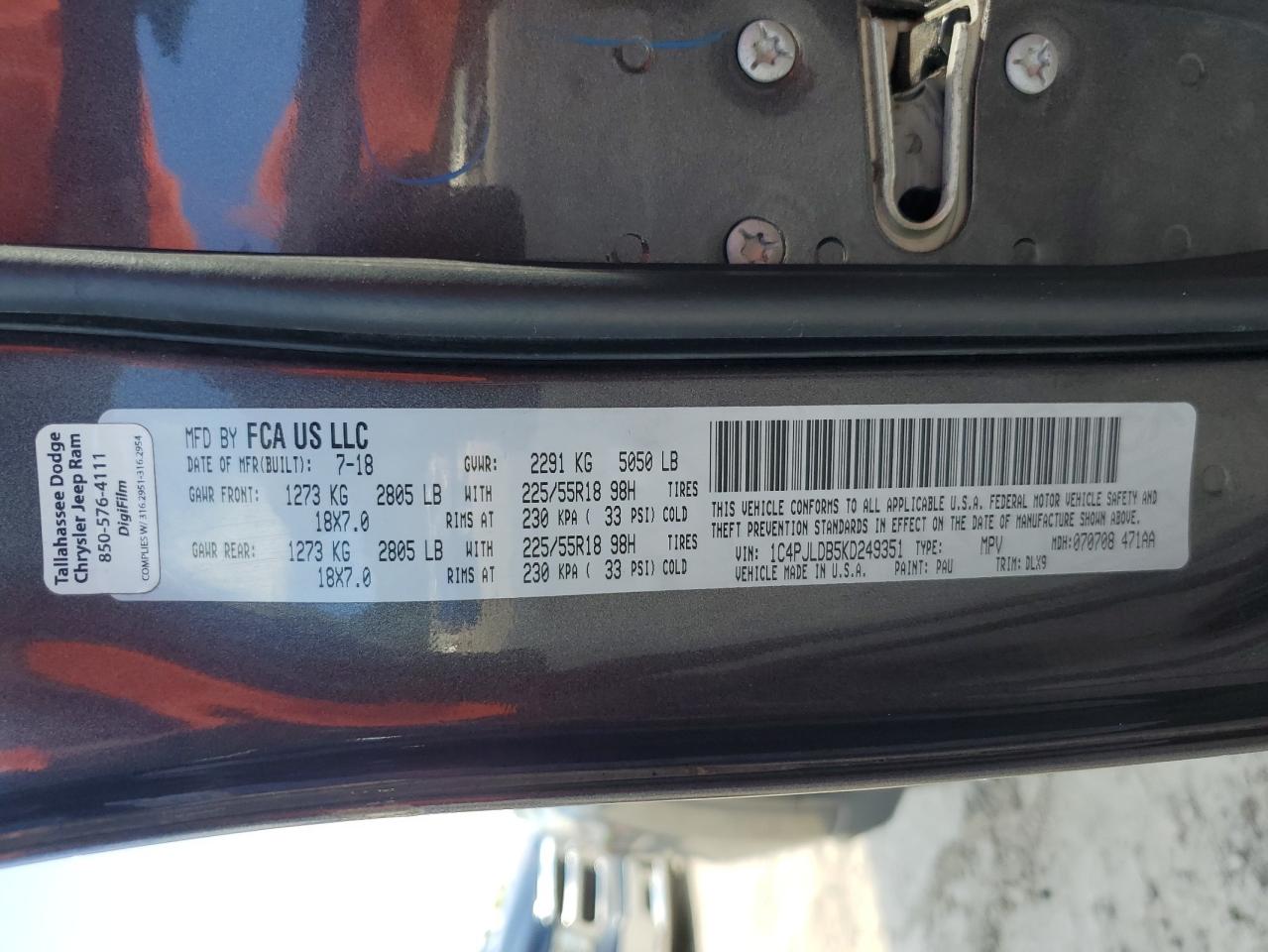 2019 Jeep Cherokee Limited VIN: 1C4PJLDB5KD249351 Lot: 83979955