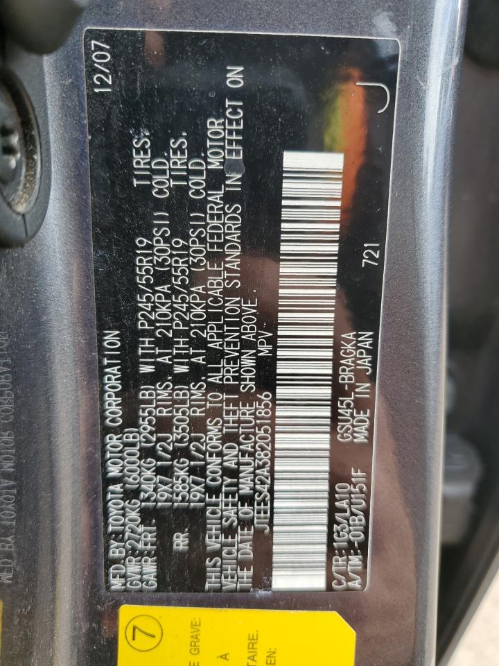 2008 Toyota Highlander Limited VIN: JTEES42A382051856 Lot: 82058295
