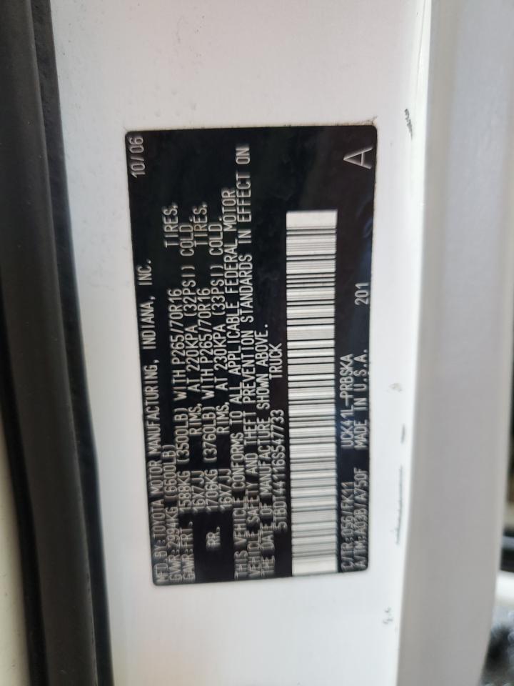 2006 Toyota Tundra Double Cab Sr5 VIN: 5TBDT44116S547733 Lot: 84411475