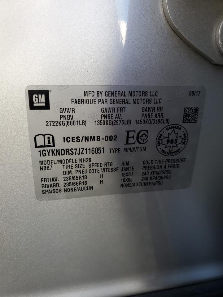 2018 Cadillac Xt5 Luxury VIN: 1GYKNDRS7JZ116051 Lot: 84051355