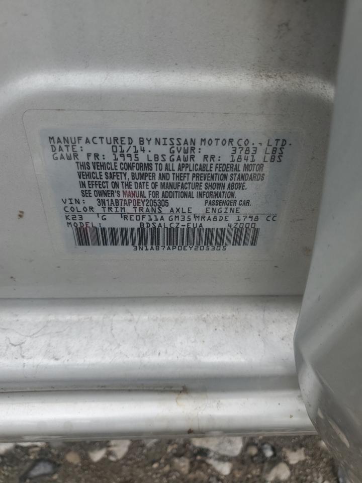 2014 Nissan Sentra S VIN: 3N1AB7AP0EY205305 Lot: 81728535