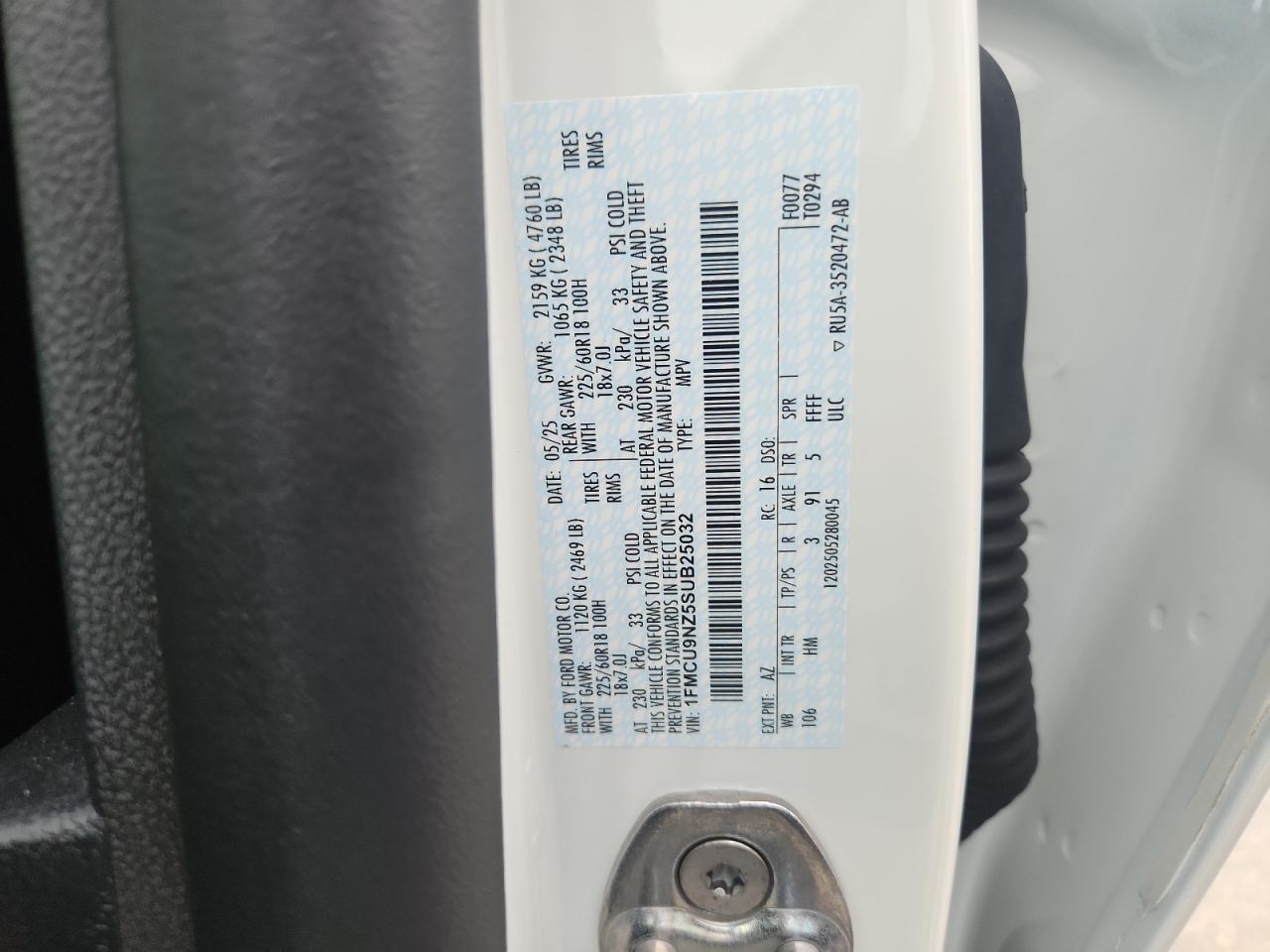 2025 Ford Escape St Line Select VIN: 1FMCU9NZ5SUB25032 Lot: 80790745