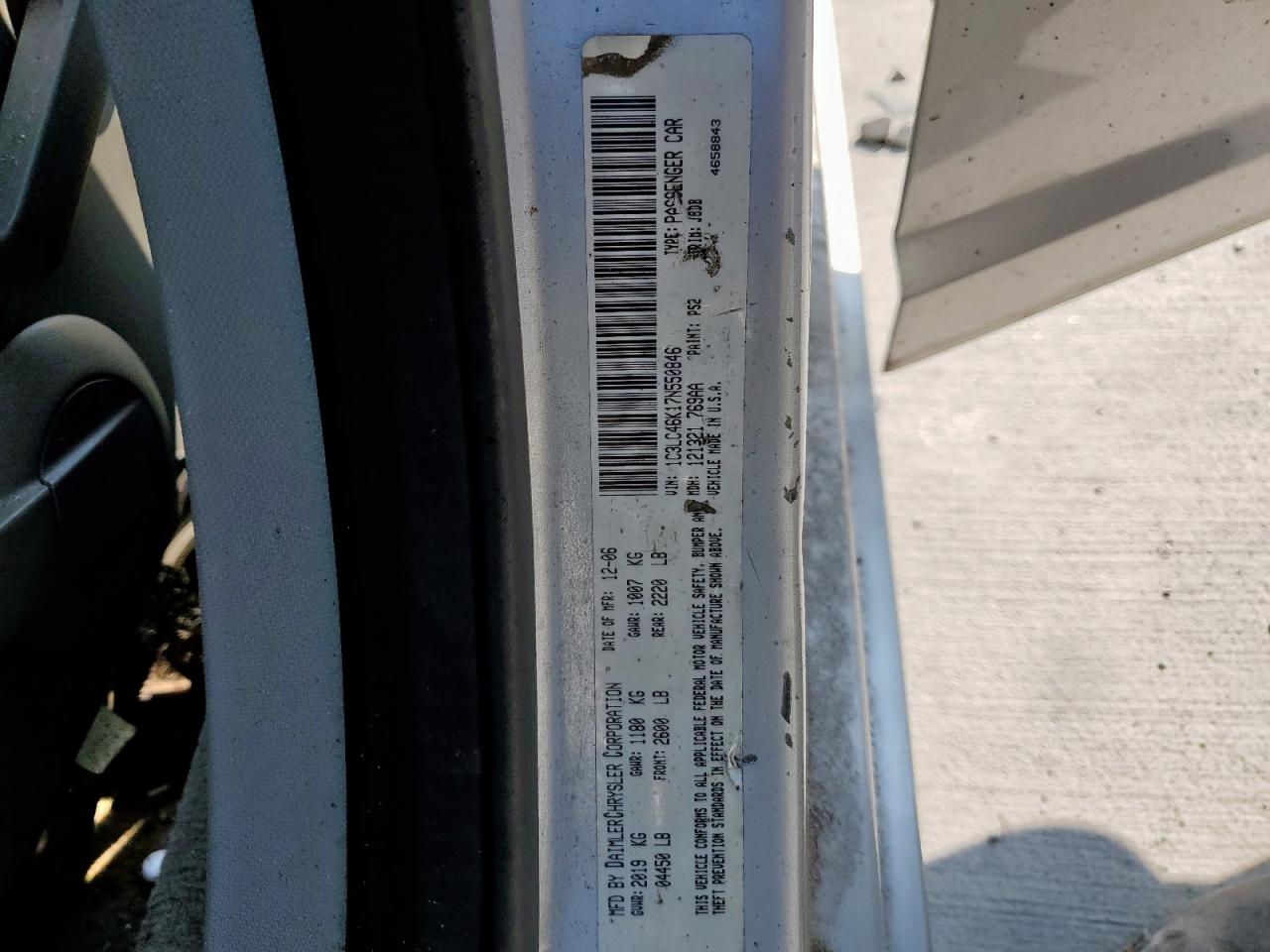 2007 Chrysler Sebring VIN: 1C3LC46K17N550846 Lot: 81664645