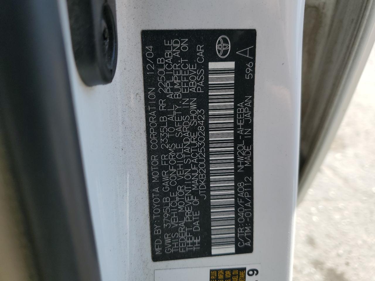 2005 Toyota Prius VIN: JTDKB20U253028423 Lot: 80727655