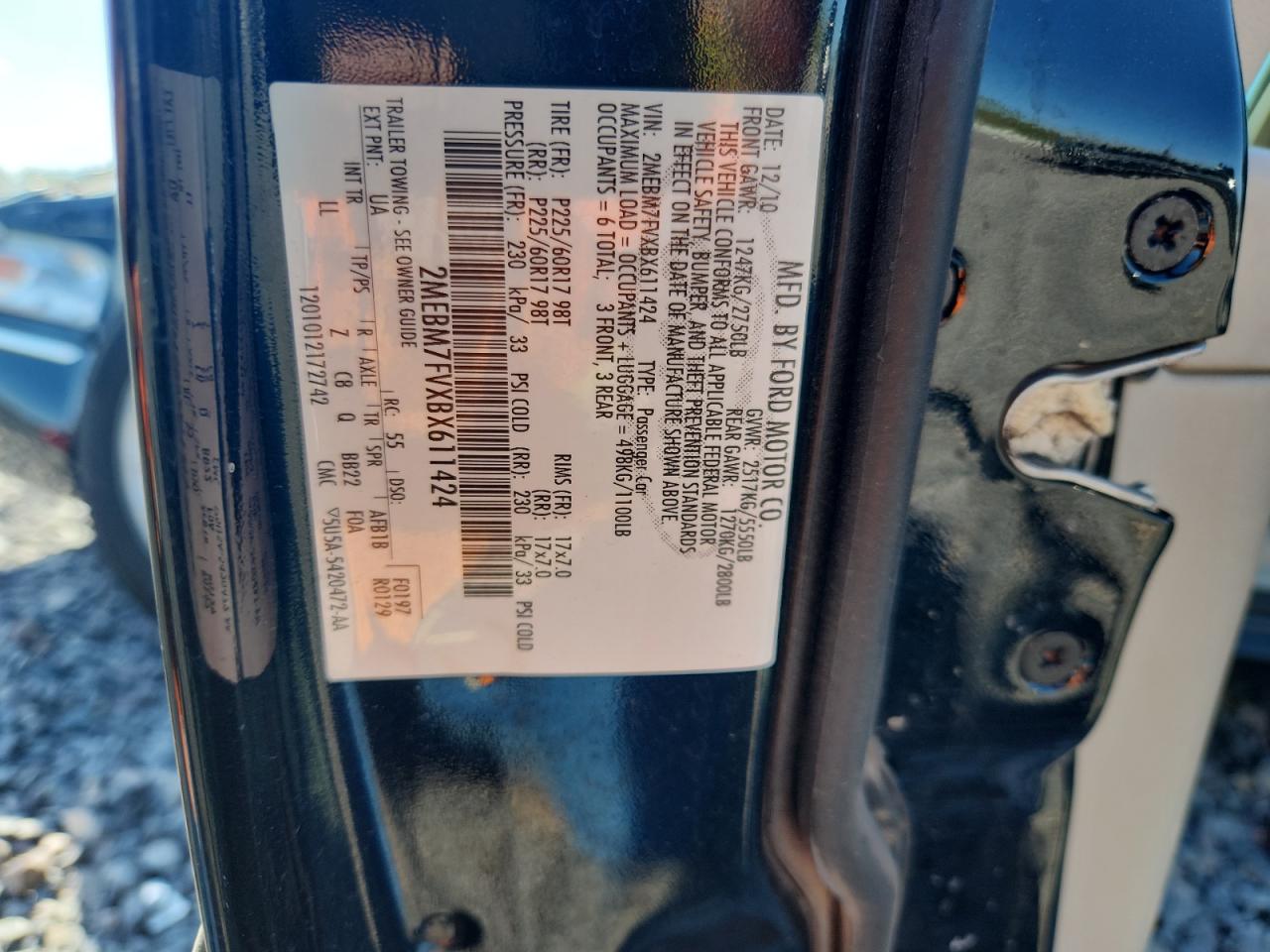 2011 Mercury Grand Marquis Ls VIN: 2MEBM7FVXBX611424 Lot: 84618335